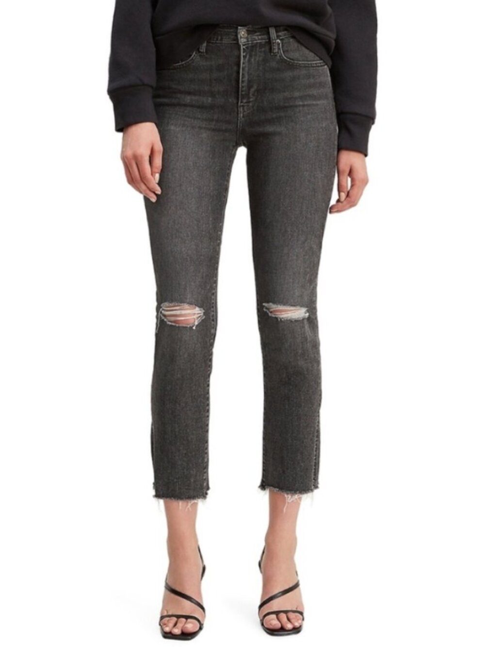 Size 27 Levi's High Rise Straight Distressed Jeans